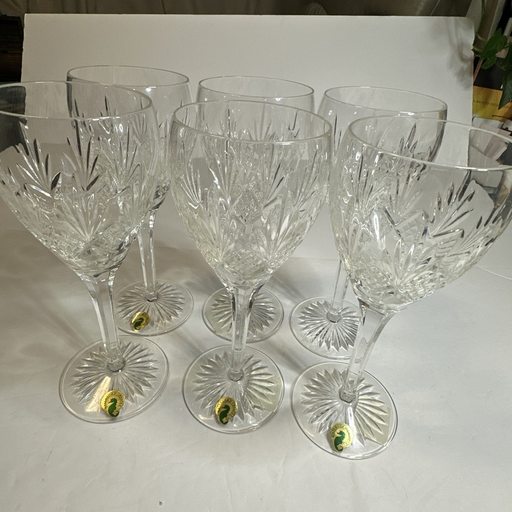 Waterford Lead Crystal 9" Kelley Red Wine Glasses Set of 6